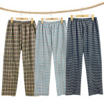 남성 40수 면 체크 9부 파자마 나염 잠옷 바지 PI793M