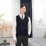 네이비 화이트라인 교복조끼 남자 -4X S