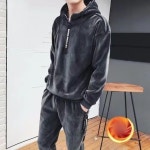 남성 기모 트레이닝복 세트 트레이닝 바지 츄리닝 벨벳 긴팔 맨투맨 겨울 가을 후드