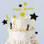 해피파티 케이크 데코픽 레터링 생일 장식픽 세트 랜덤1개 생일파티 백일 돌잔치 기념일