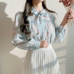 미랑미랑 플라워 쉬폰 프릴 여성 레니 블라우스