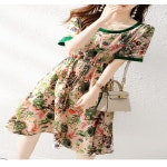 플라워 썸머 루즈핏 반팔 허리끈 롱 원피스 LS10400