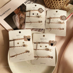 큐빅 진주 헤어 머리핀 3P