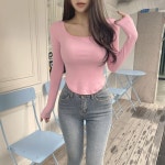 글램핏 글램핏 딱붙는 여성 쫄티 레이온 스판 슬림핏 긴팔 쭉 티 5컬