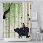 중국어 잉크 풍경 스타일 샤워 커튼 경치 패턴 방수 패브릭 목욕 세척 가능한 욕실 액세서