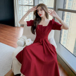 XXLIANG 여자 반팔 롱원피스 흰색 반소매 M