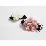 핸드메이드 유니크 쉬폰 플라워 진주장식 헤어핀c