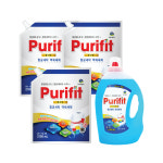 하루그린 퓨리핏 항균세탁 액체세제 3.1L + 리필 2.1L 3개