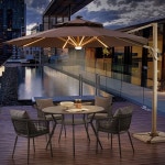 태양광 LED 원형 파라솔 3m 커피