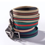 스트릿 캐주얼 스판 벨트 남녀공용 소가죽 국산 벨트 그린레드-FREE