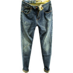 중청 캐주얼 남자 배기 워싱 청바지 팬츠