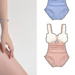 원피스 수영복 모노키니 호캉스 리조트 프릴 골지 리본