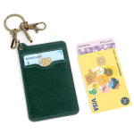 슬림 열쇠고리 가죽 카드 지갑 그린