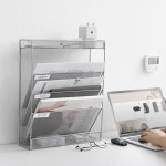 오피스 데스크 서류보관 파티션걸이 3단정리 메탈선반