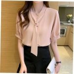 반팔블라우스 반팔 블라우스 타이 타이반