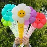 예쁨주의 지호 스마일 마카롱 꽃 막대 손풍선 꽃풍선