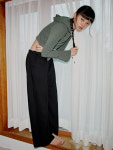 탑걸 OVERSIZED LOW WAIST PANTS BK T226BT712
