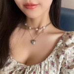 2개세트 하트목걸이 초커목걸이 실버목걸이
