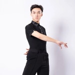 남성 스포츠 댄스복 상의 셔츠 무대복 공연 댄스 라틴 반팔 연습 경연 탑 의상 전문 댄서