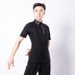 남성 스포츠 댄스복 상의 셔츠 무대복 공연 댄스 라틴 반팔 연습 경연 탑 의상 전문 댄서