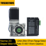 Nema 23 모터 웜기어박스 드라이버 키트 기어 감속기 비율 51-801 스테퍼 1 2 2 2Nm 3Nm 2상 하이브리드 NMRV030 DM556