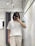 여자 라운드 레터링 프린팅 반팔 티셔츠