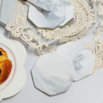 화이트 대리석 코스터 팔각형