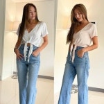 원썸 매듭 크롭 블라우스
