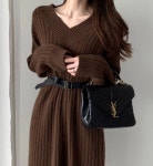 미디원피스 예쁜라인 롱원피스 브이넷 니트원피스 허