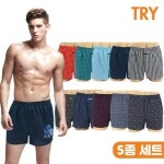트라이 트라이 쾌적한 순면 트렁크 남성팬티 5종세트