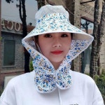넥커버 와이드 썬캡모자 플라워 햇빛가리개 농사모자