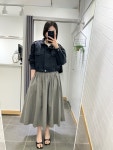 여자 전체밴딩 스커트 배색 훌 스커트