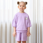 더미누 더미누 라이트퍼플 무형광 모달미니쭈리 반팔 맨투맨세트 상하복