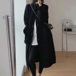 데일리 캐쥬얼 룩 여성 하이넥 니트 롱 가디건