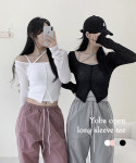 요바 절개 트임 긴팔 티