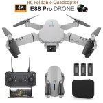 와이파이 FPV 프로 E88 4K 높이 광각 쿼드콥트 헬리콥터 카메라 유지 드론 1080P 접이식 선물 KOHR HD RC BLACKSINGLE C1B