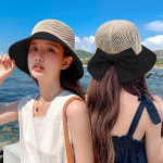 리본배색라피아햇