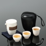 순수 차생활 휴대용 다기세트 3인 도자기 백자 다완