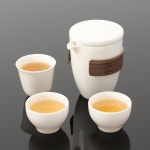 순수 차생활 휴대용 다기세트 3인 도자기 백자 다완