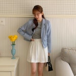 맘블리 슬림핏 라운드넥 스판 무지 반팔 티셔츠