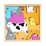 유아 원목 동물농장 퍼즐판 끼우기 모양 그림맞추기 교재 직소