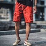 편한 허리 밴딩 남자 스트릿 카고 반바지 카키