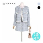 예쎄 트위드 노카라 자켓 버튼 크로스 미니스커트 세트 S3SSE007A
