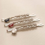 제이로렌 드롭 물방울 컬러 큐빅 일자 실핀 H0989