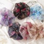 여자 쉬폰 플라워 헤어슈슈 1P 데일리 곱창끈