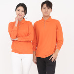 서빙유니폼 쿨론체크기능성카라 오렌지긴팔유니폼티셔츠 식당유니폼 홀서빙복 L 95