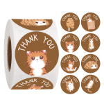 캬라멜 고양이 감사스티커 1롤 500개 다이어리꾸미기 땡큐스티커