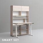 데스커 1400폭 6단 모션데스크 스마트 책상세트 조명 + 도어형 DSDCM1402J