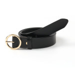 이시아르 골드블랙 여성 카멜 소가죽 핀버클 벨트