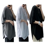 남자 무지 오버핏 반팔 티셔츠 캐주얼 힙스터 반팔티